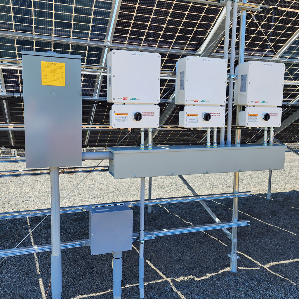 Benson Electrical electrical boxes hooked to newly installed solar panels